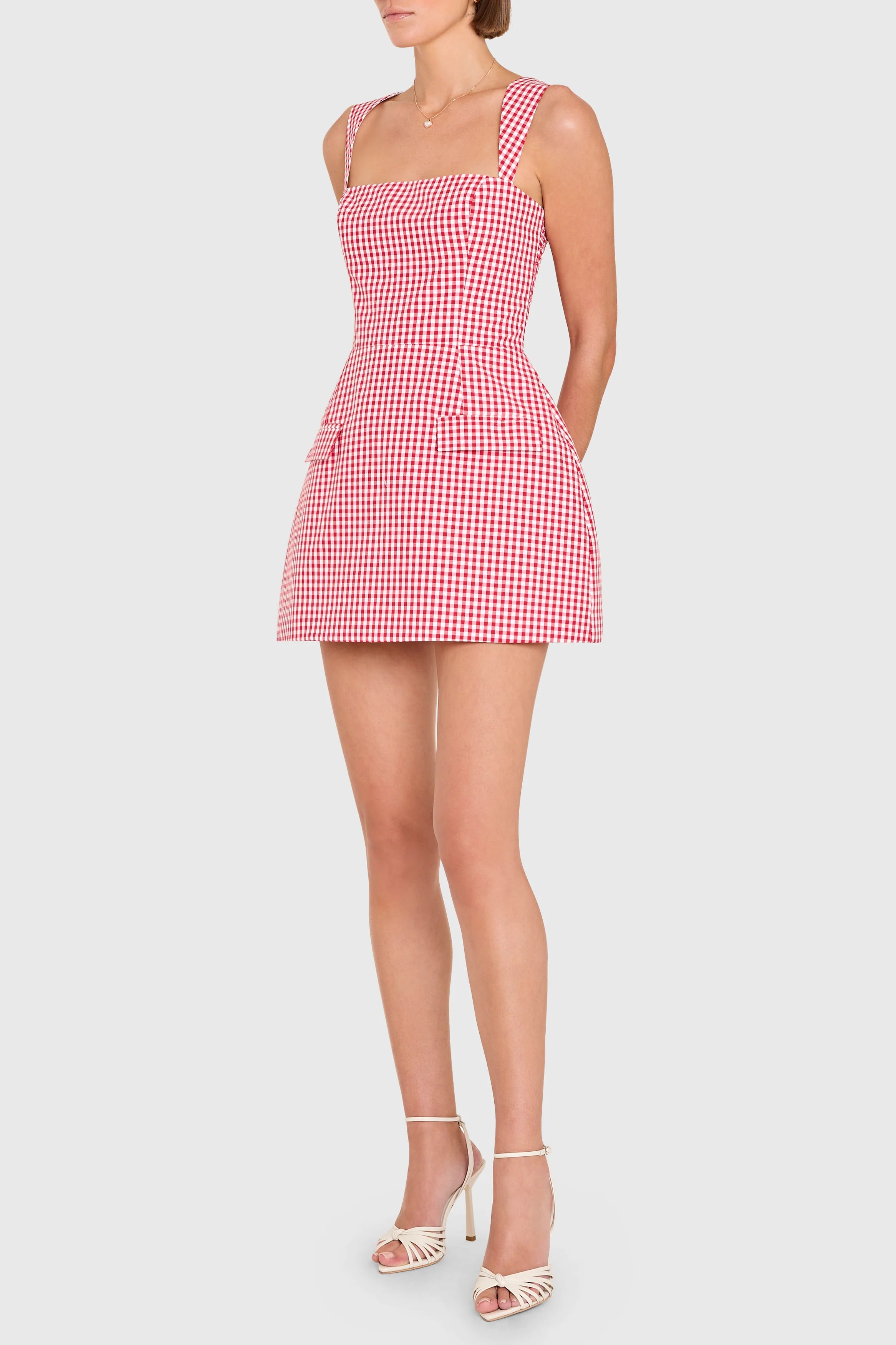 Bethany Skort Romper in Gingham