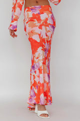 Vacation Midi Skirt Floral Orange/Purple