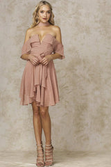 Whitney Deep V Polka Dot Dress Mocha
