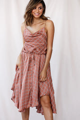Ava Cowl Neck Drawstring Midi Dress Bronze