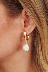 Celene Drop Pearl Earrings Gold