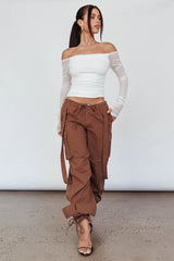 Ronda Off-Shoulder Sheer Sleeve Top White