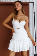 Janene Pintuck Pleat Mini Dress White