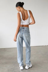 DOGMA Classic High Rise Straight Leg Denim Jeans Light Wash