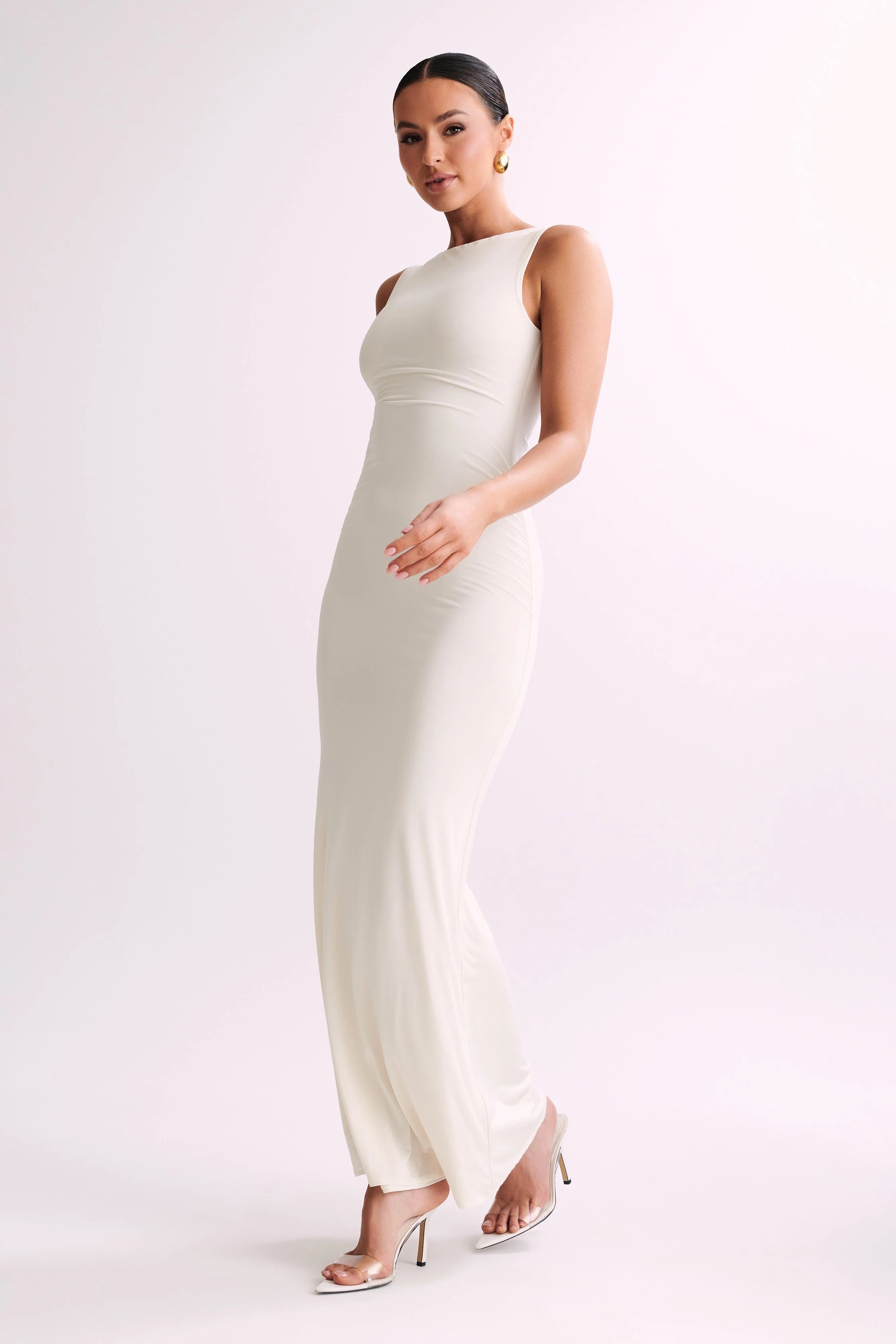 Tarna Sleeveless Slinky Maxi Dress - Bone