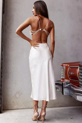 Midnight Muse Strappy Back Midi Dress Champagne