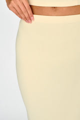 Strike A Pose Ribbed Maxi Skirt Cream