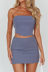Straight Forward Strapless Corset Top Gray
