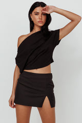 Quinn One Shoulder Top Black