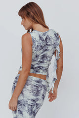Conspire Sleeveless Print Top Blue Denim