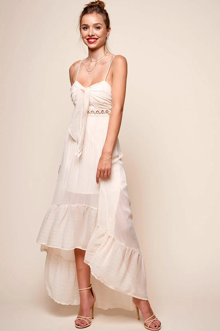 Riviera High-Low Hem Dress Beige