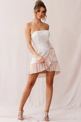 Banksia Lace Bandeau Wrap Dress Nude