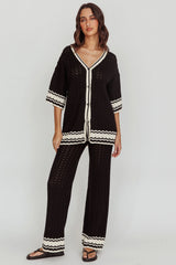 Rhodes Cotton Straight Leg Knit Pants Black