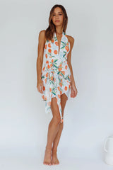 Euro Trip Halter Wrap Mini Dress Orange