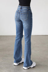 DOGMA High Rise Flare Leg Denim Jeans Dark Wash