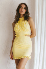 Giovana Halterneck Frill Mini Dress Lemon