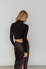 Plato High Neck Crop Top Black