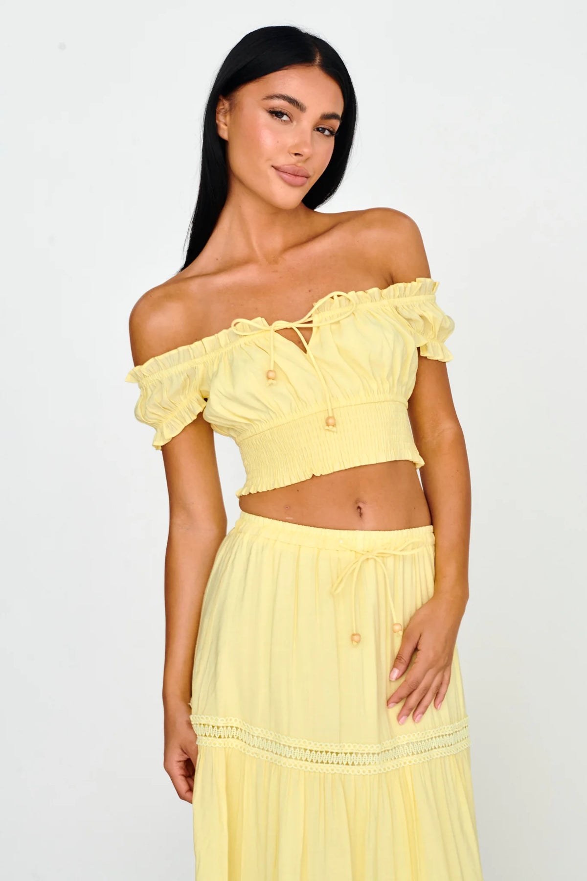 Canyon Cove Puff Sleeve Crop Top Yellow