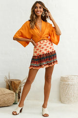 Rivera Deep V Waist Tie Top Tan