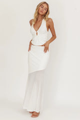 Somewhere New Gold Ring Halter Top White