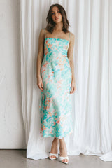 Dolce Life Low Back Midi Dress Floral Green
