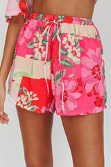 Ciao Ciao Floral Drawstring Shorts Pink
