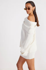 SNDYS Brooks Off Shoulder Jumper White