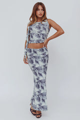 Conspire Sleeveless Print Top Blue Denim