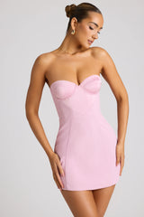 Strapless A-Line Mini Dress in Soft Pink