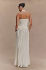 Stacie Pleated Halter Maxi Dress - Ivory