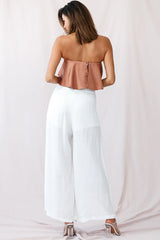 Saigon Wide Leg Eyelet Pants White
