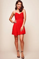 Tinseltown Ruched Party Dress Red