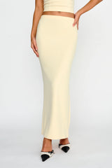 Strike A Pose Ribbed Maxi Skirt Cream