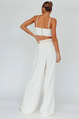 Regal Wide-Leg Mid Rise Pants Cream