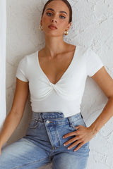 Chase Your Bliss Twist Crop Top White