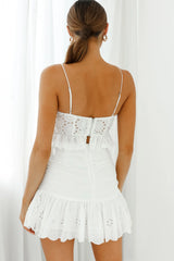 Camryn Sweetheart Neckline Lace-Up Bodice Crop Top White