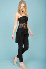 Felicity Crochet Choke Collar Top Black