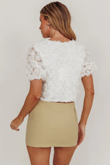 Chiron Front Tie Rosette Top Off White