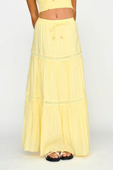 Canyon Cove Crochet Trim Maxi Skirt Yellow