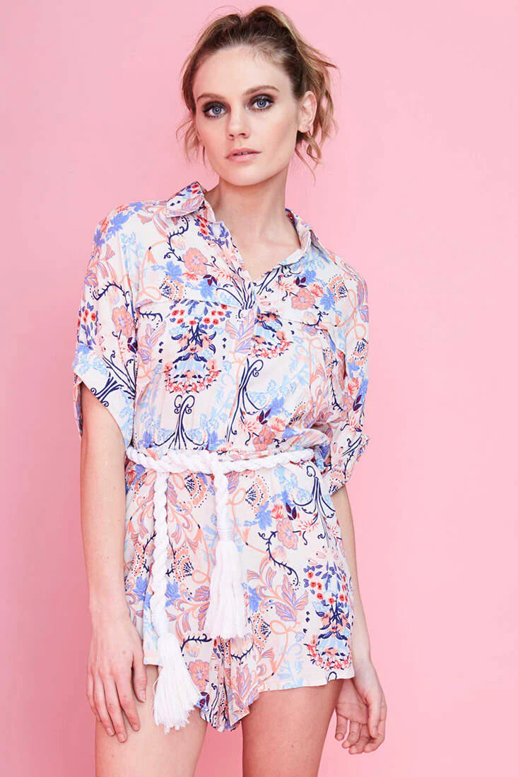 Cassidy Casual Romper Floral Red