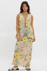 Philomena Button Vest Top Floral Blush