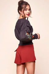 Simone Dressy Wrap Shorts Burnt Orange