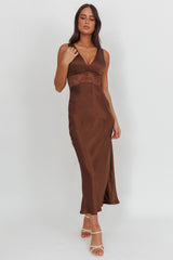 So Sweet Lace Trim Maxi Dress Chocolate