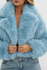 St Moritz Notch Lapel Fur Jacket Blue