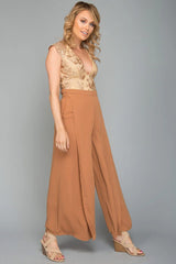 Ayelle Wide Leg Dress Pant Camel
