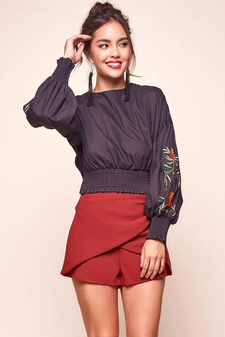 Simone Dressy Wrap Shorts Burnt Orange