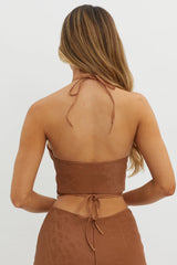 She's A Gemini Halter Crop Top Mud