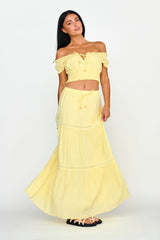 Canyon Cove Puff Sleeve Crop Top Yellow