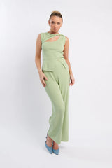 Rossana Long Knit Pants Sage