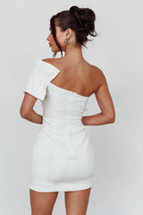 Grecca One-Shoulder Mini Dress Off White